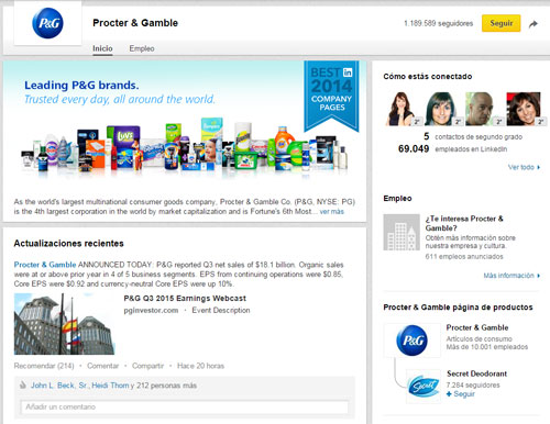 gestión de linkedin procter & gamble