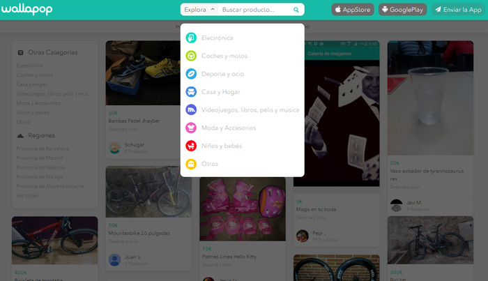 Wallapop categorías